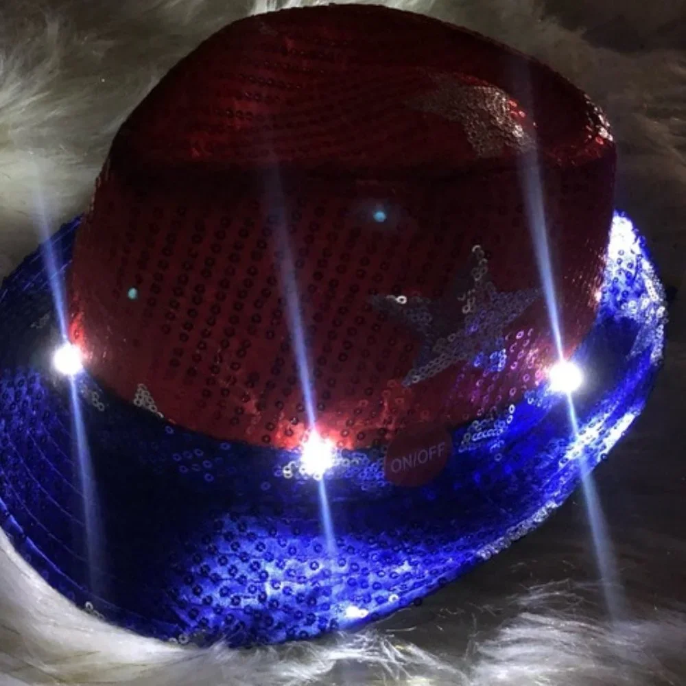 July 4th patriotic sequin fedora